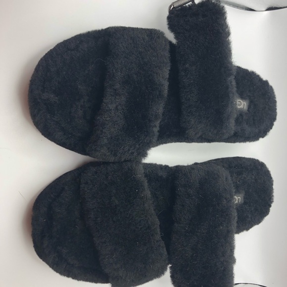 Ugg black double strap shearling slippers size womens 8 - Picture 8 of 9